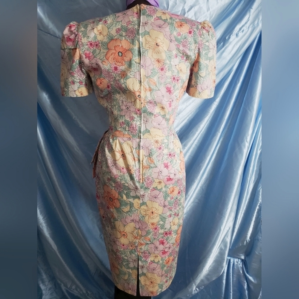 Vintage 80s Floral David Warren Dress